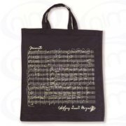 Taška s potiskem Mozart - notová osnova a podpisem Mozart v černé barvě