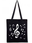 Taška s hudebními symboly a dlouhými ušima v černé barvě